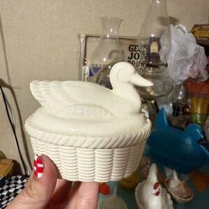 Ceramic Duck in a basket